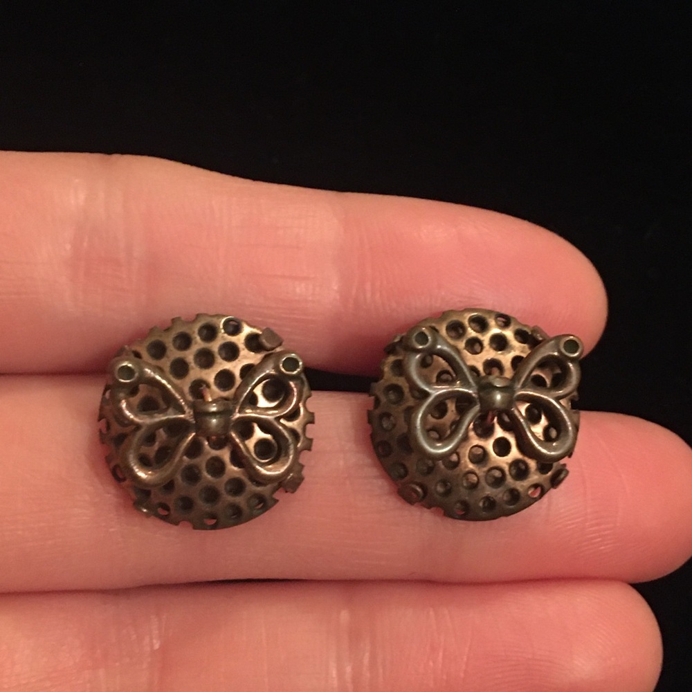 Vintage Bronze Butterfly Bow Earrings